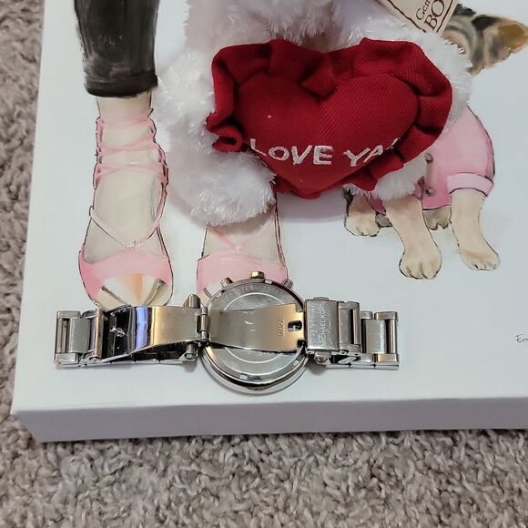 Michael Kors Bling Rhinestones Silver Stainless Watch & Boyd Bear & Original Box - Picture 8 of 17